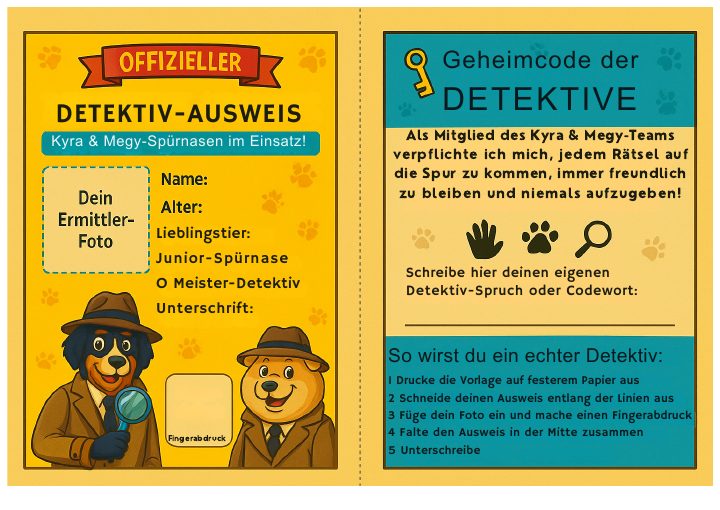 Vorschau der ersten Seite: Detektivausweis „Kyra & Megy“