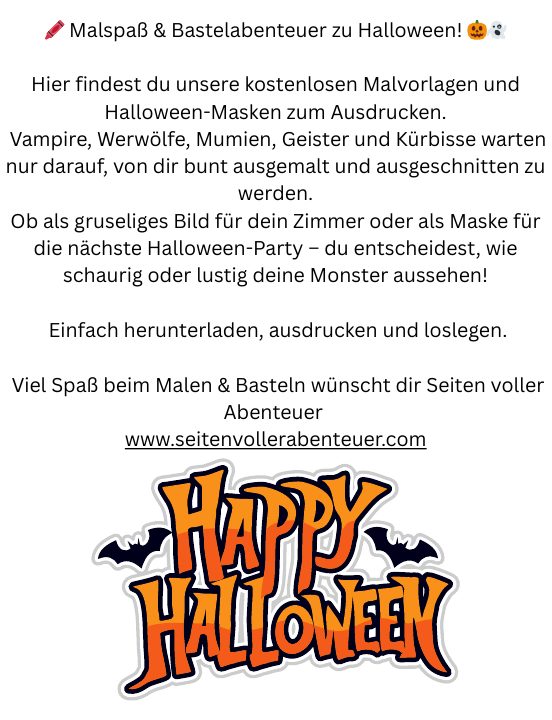 Vorschau der ersten Seite: Halloween-Ausmalbilder und Masken