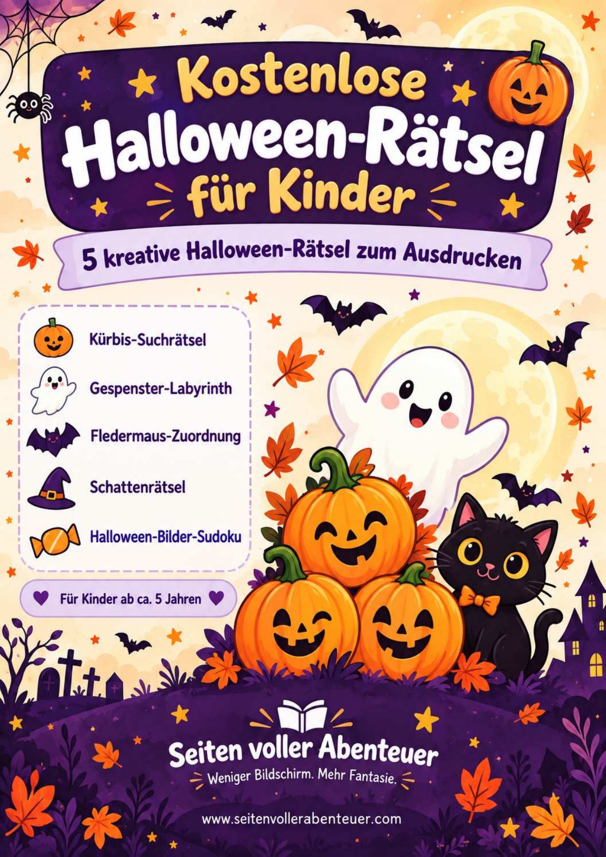 Kostenlose Halloween-Rätsel für Kinder zum Ausdrucken