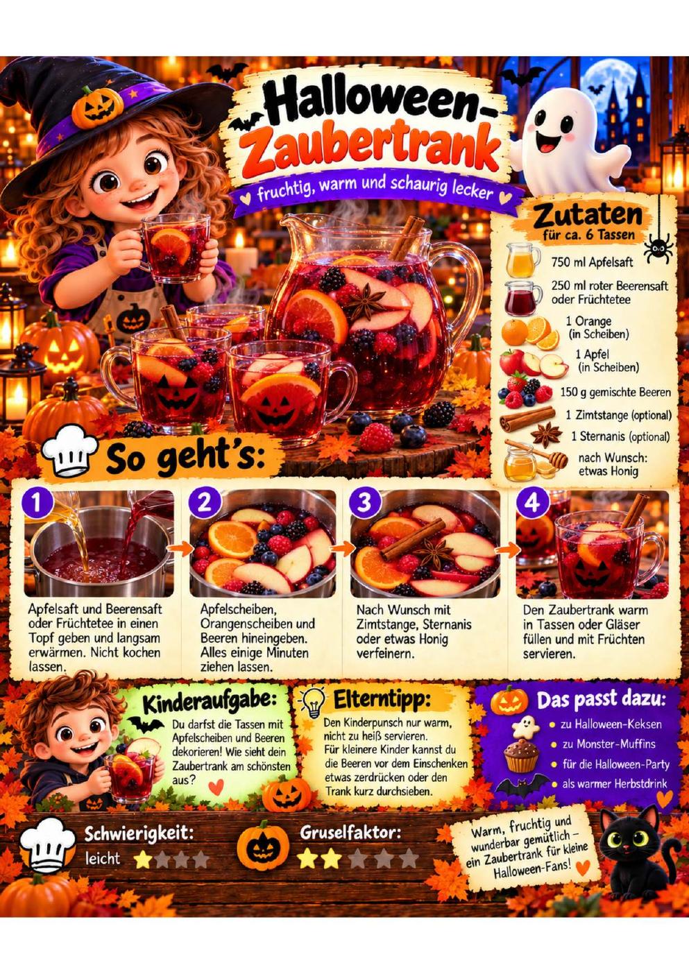 Originale PDF-Rezeptseite für Halloween-Zaubertrank