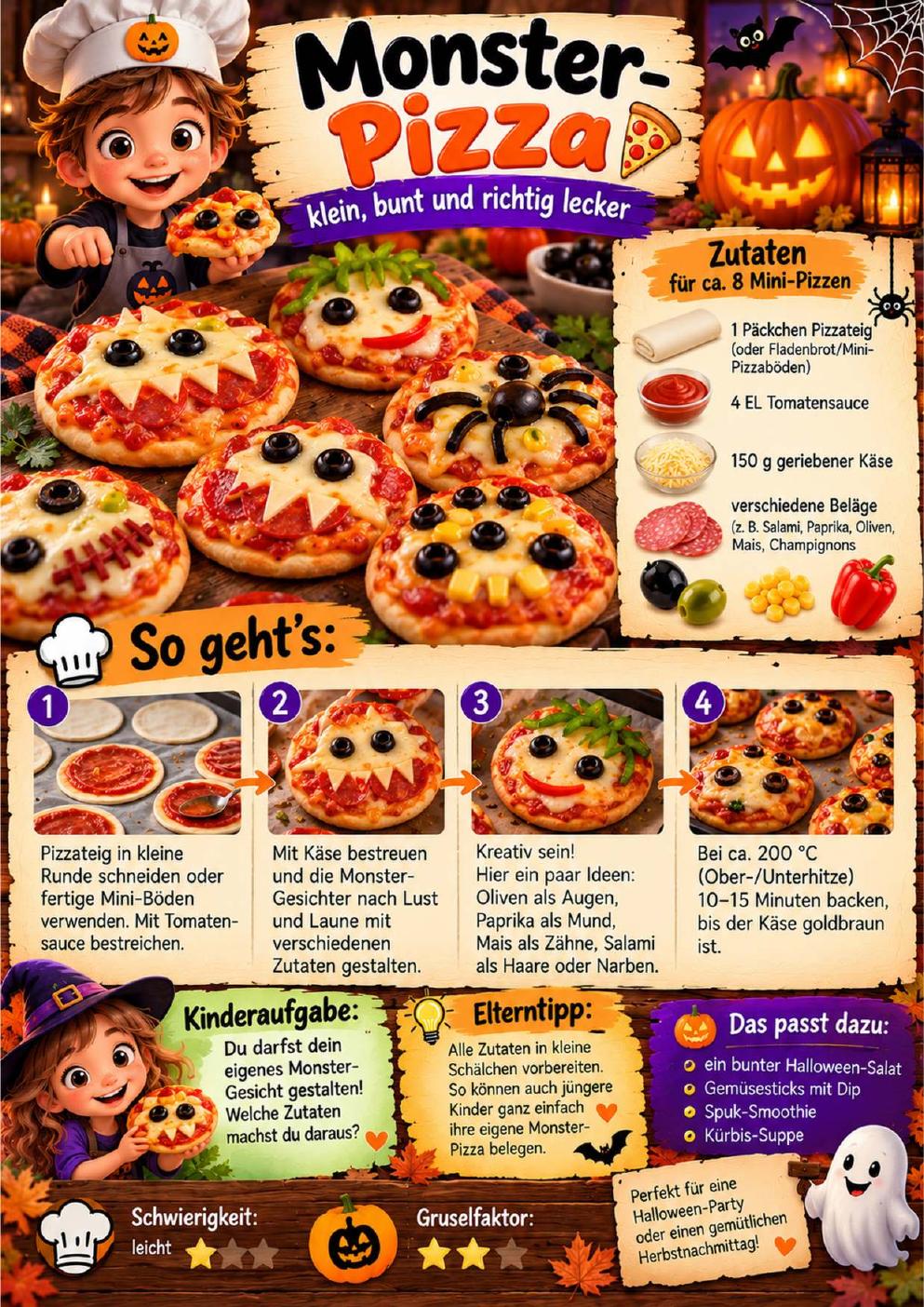 Originale PDF-Rezeptseite für Monster-Pizza