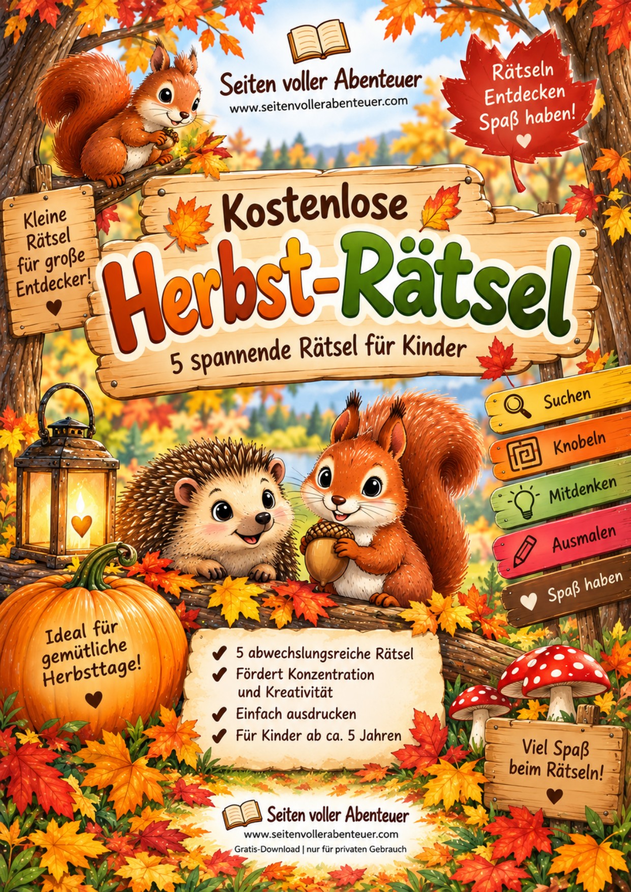Kostenlose Herbst-Rätsel für Kinder zum Ausdrucken