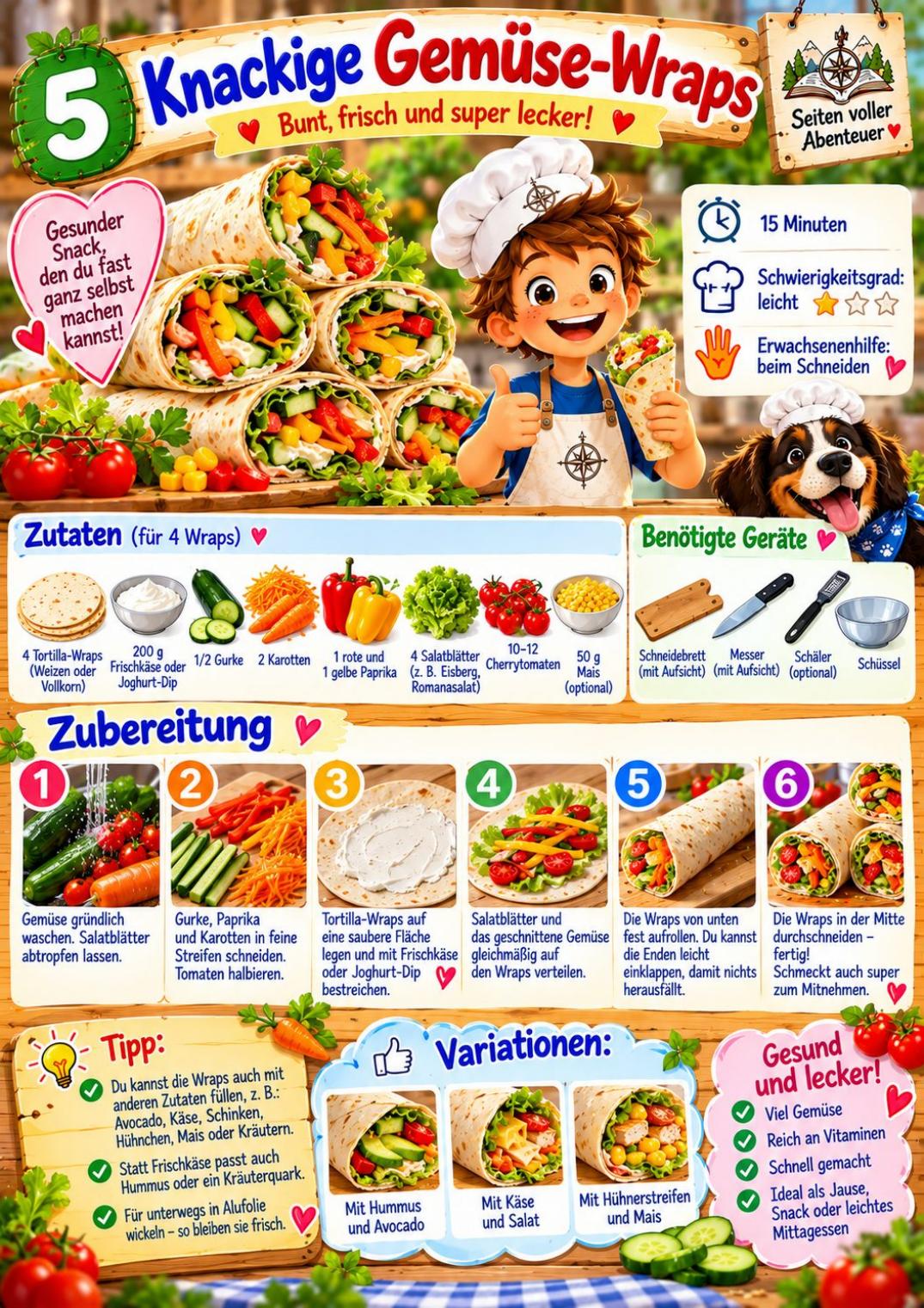 Originale PDF-Seite mit dem Rezept Knackige Gemüse-Wraps
