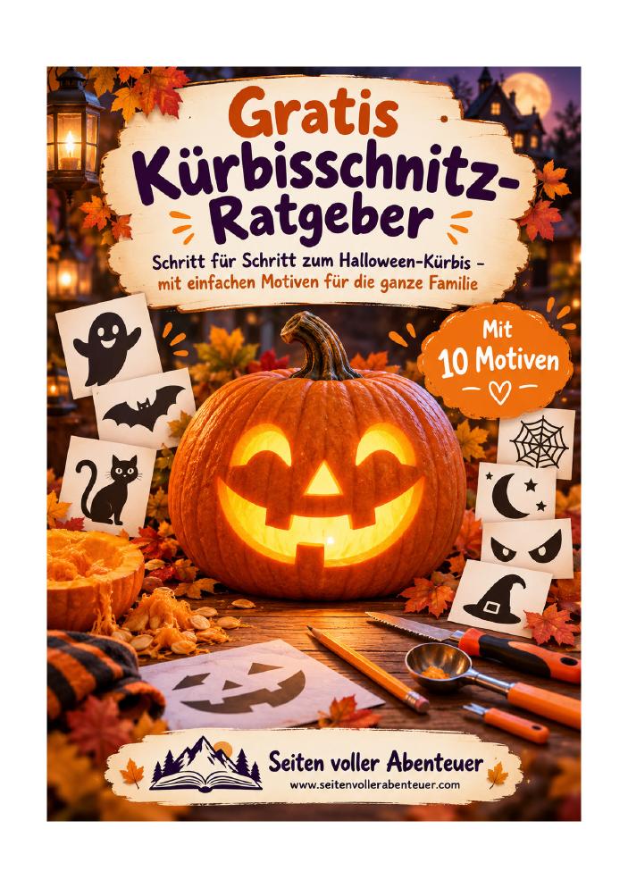 Kostenloser Kürbisschnitz-Ratgeber mit Halloween-Vorlagen für Kinder und Familien