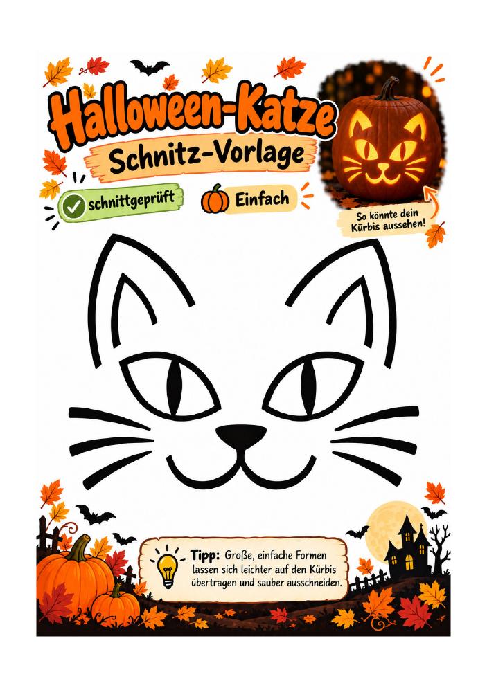 Schnitzvorlage Halloween-Katze