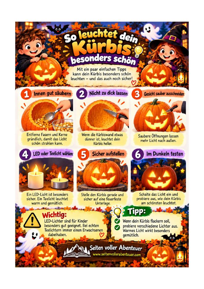 Originale PDF-Seite: Halloween-Kürbis richtig beleuchten