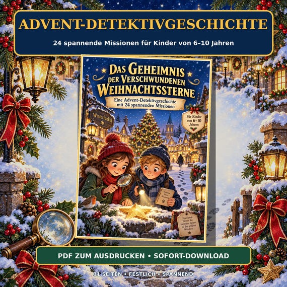 Advent-Detektivgeschichte mit 24 Weihnachtsrätseln